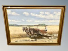 F Ellgaard : horses with plough, oil on canvas,