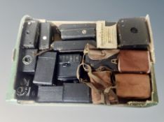 A collection of vintage cameras, T H Doublet of London bellows camera, Six-20 Brownie Junior,