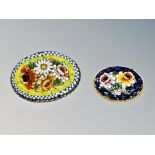Two vintage Italian micromosaic brooches, largest 40mm wide.
