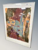 A Danish abstract colour print, indistinctly signed,