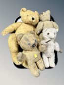 Four vintage mohair teddy bears