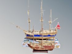 A Mantua 1:16 scale model of Captain Cook's ship (assembled), with box,