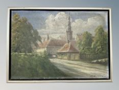 Danish school, oil on canvas, road to a village,