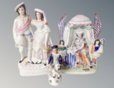 Three 19th century Staffordshire figures CONDITION REPORT: Some damages and