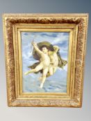 A classical style painting in heavy gilt frame,