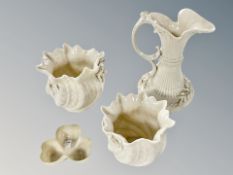 Four pieces of Belleek porcelain