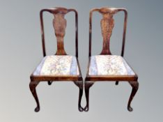 A pair of Queen Anne style dining chairs