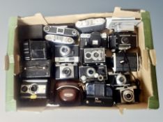 A collection of vintage cameras, Ilford, Zenit, Coronet Twelve-20,