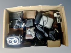 A collection of vintage cameras, Coronet, Koro, Ensign,