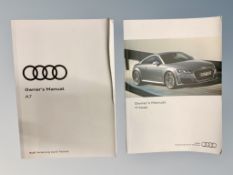 Ten Audi Driver's Manuals/Owner Booklets in Original Wallets : 6 x TT and 4 x A7 models.