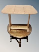 Two small oak drop leaf tables