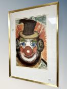 Danish school, colour print depicting a clown,