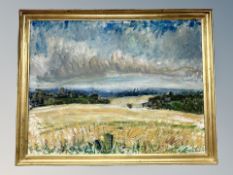 Danish school, oil on canvas, farm landscape,