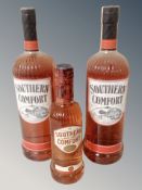 Two 1litre bottles of Southern Comfort and a further 35cl bottle (3)