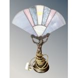 An Art Deco style leaded glass table lamp,