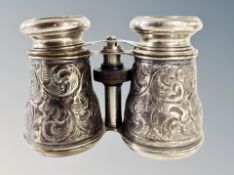 A pair of French Chevalter silver mounted opera glasses