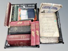 Two boxes of sheet music and antique and later volumes, Byrons works,