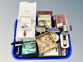 A collection of costume jewellery, wrist watches by Lorus, Rotary etc,