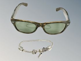 A pair of Way-Farer 'Ray-ban' sunglasses together with Pandora style charm bracelet (2)