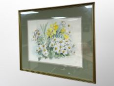 Margaret Adamson : Still life of flowers, watercolour,