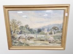 S Wagstaff : On the river Derwent, Yorkshire, watercolour, signed and dated 1893,