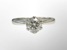 An 18ct white gold diamond solitaire ring, the brilliant-cut stone weighing approximately 0.