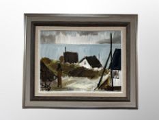 Danish School : Thatched cottages, oil on canvas,