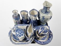 A collection of blue and white ceramics, Wedgwood,