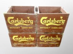 Four painted pine Carlsberg crates