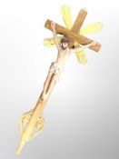 A Continental painted wooden crucifix,