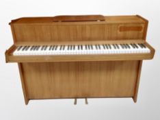 A Danish Brodr Jorgensen teak cased upright piano,