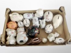 A collection of ceramic piggy banks