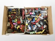 A box of vintage and later playworn die cast vehicles, Lesney,