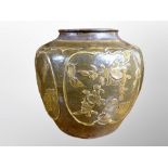 A 1970's glazed earthenware bulbous vase (restored),