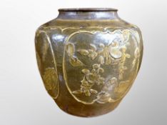 A 1970's glazed earthenware bulbous vase (restored),