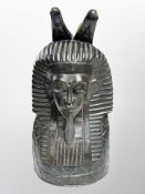 A carved wooden Egyptian style bust,