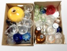 Two boxes of Scandinavian glass ware, drinking vessels, decanter,