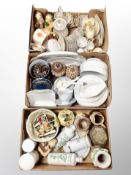 Three boxes of Scandinavian ceramics, KPM porcelain dinner ware, kitchen storage jars,