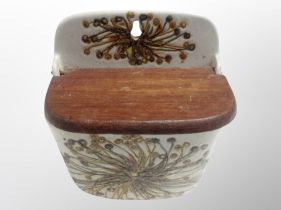 A Royal Copenhagen Fajance glazed ceramic salt pot containing salt,