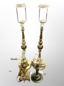 A pair of Danish brass lamp bases,