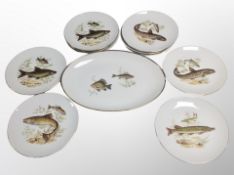 Eleven Bavarian porcelain plates decorated with fish