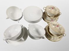 A tray of twelve pieces of Royal Copenhagen white porcelain dinner ware and eight further KPM