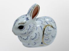 A Royal Crown Derby Rabbit paperweight with gold stopper,