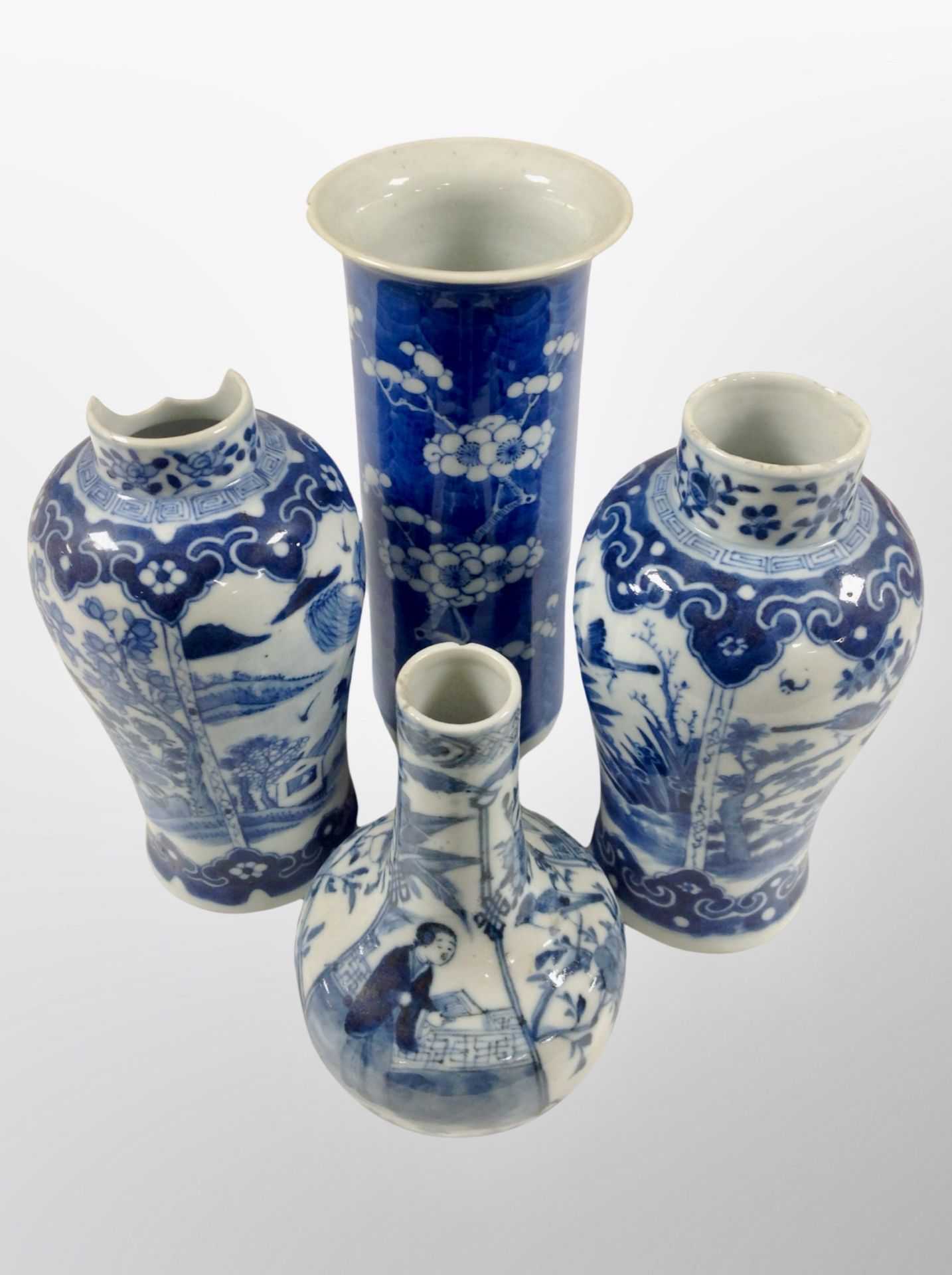 A Chinese porcelain sleeve vase with four character mark to base,