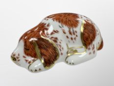 A Royal Crown Derby Puppy paperweight with gold stopper,