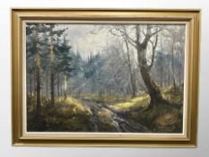 Rold Skov Thorbjorn (Danish) : A woodland track, oil on canvas,