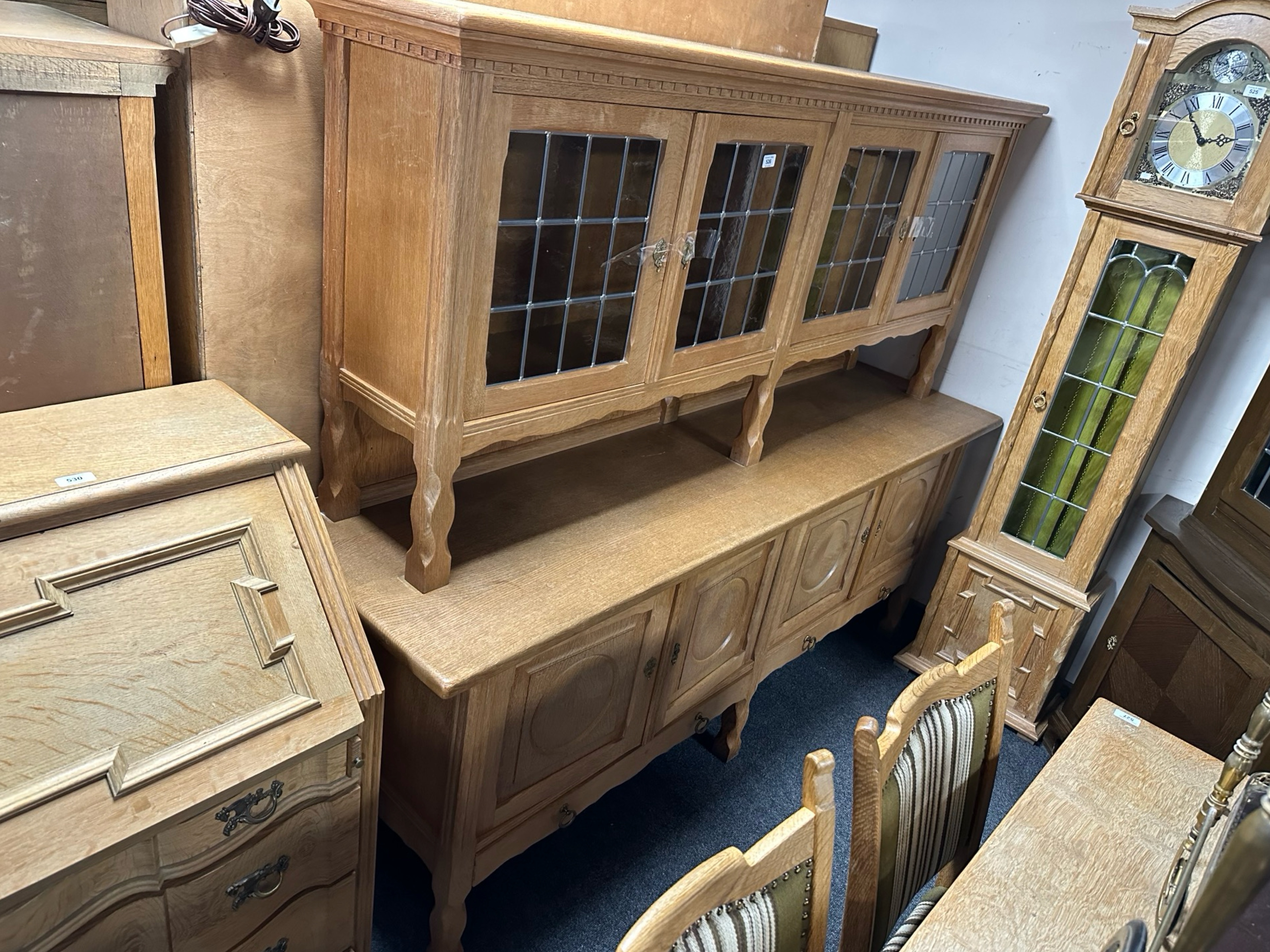 A Danish blond oak and leaded glass door four door sideboard, - Image 2 of 2