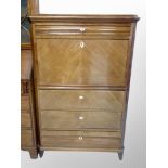 A 19th century Danish mahogany secretaire chest,