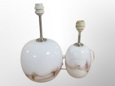 Two Holmegaard Sakura glass table lamps,