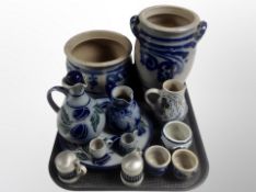 A group of West German salt glazed pottery vessels,
